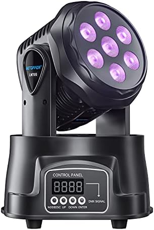 BETOPPER Stage Lights Mini Moving Heads 7x8W LED 9/14CH Disco Lights DJ Lights Dance Lights LED RGBW DMX512 Sound Activated High Energy Light for Party Wedding Club Bars Show