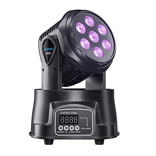 BETOPPER DJ Lights Moving Head, 7x8W RGBW Mini Stage Lights Moving Head, DMX DJ Disco Lights Sound Activated, Mini Moving Heads Wash Light for Christmas, Parties, Club, Concert, Wedding, Disco Events
