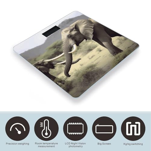Elephants Animals Balanzas Digitales de Baño con LCD miniatura 3