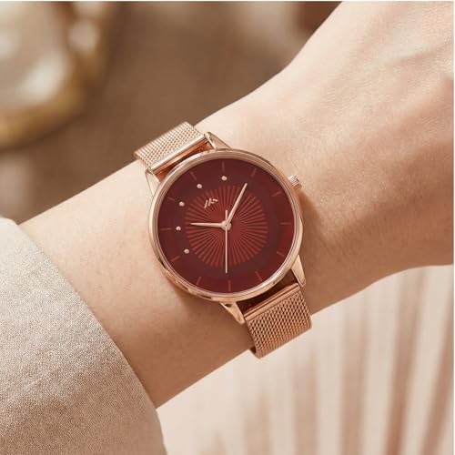 Image of WISEWALKER Women's Analog Wrist Watch for Ladies and Girls | Stylish & Trendy | Rose Gold Stainless Steel Premium Strap | Perfect for Casual, Party & Formal Wear