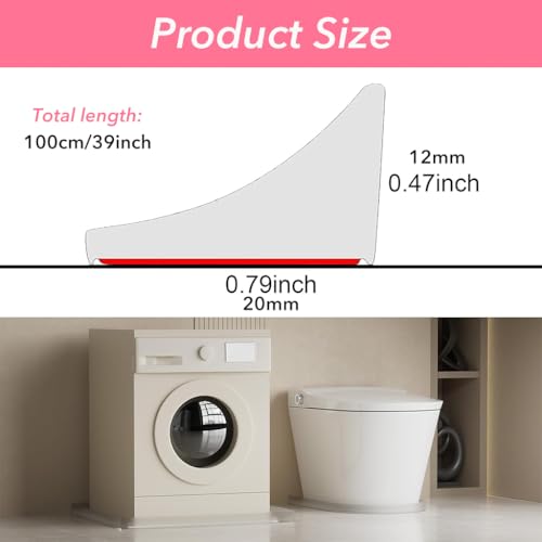 Image of HASTHIP 39 Inches Shower Threshold Water Dam Flexible Shower Water Guard Blocker Self-Adhesive Silicone Shower Water Dam Shower Splash Guard for Kitchen Countertop Sink, Cooktop, Bathroom Tub