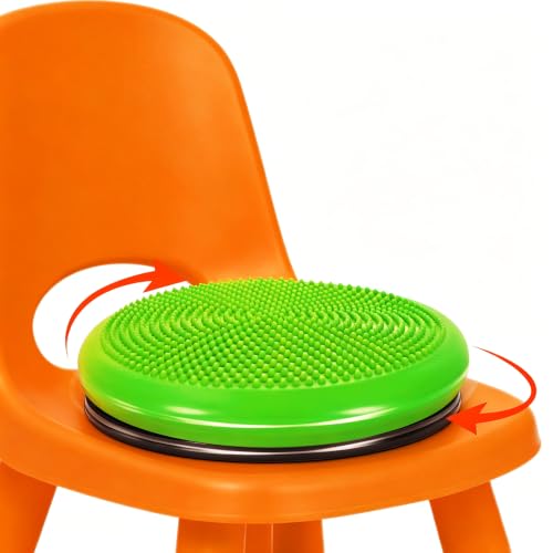Image of Wobble Cushion, Fimeetoy 360Spinning Wiggle Seat, ADHD Sensory Chair,Flexible Seating in Classroom & Home,ADHD Tools for Kids,2-in-1 Detachable Balance Pad,Fidget for Focus-Green