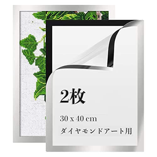 LEADINTOP ダイヤモンドアート フォトフレーム 2枚 マグネット付き 30 x 40 cm ダイヤモンド絵画用 壁を傷つけない 自己粘着性 壁掛け ディスプレイフレーム 写真フレーム 表彰状 ポスター 賞状額縁 縦横万能 軽量 ビジネス 学校 創意 ツール