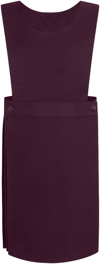 Girls Sleeveless Bib Pinafore Round Neck Dress Kids Pleated Uniform School Pinafore Dress Ages 2-18 Years