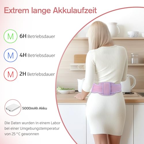 Comfytemp Große Wärmegürtel Periode mit 5000mAh Akku für Perioden Bauch und Rücken, 16x150cm Kabellos Heizgürtel Menstruations Bauchwärmer Rückenwärmer mit USB Geschenke für Mütter, Frauen, Mama