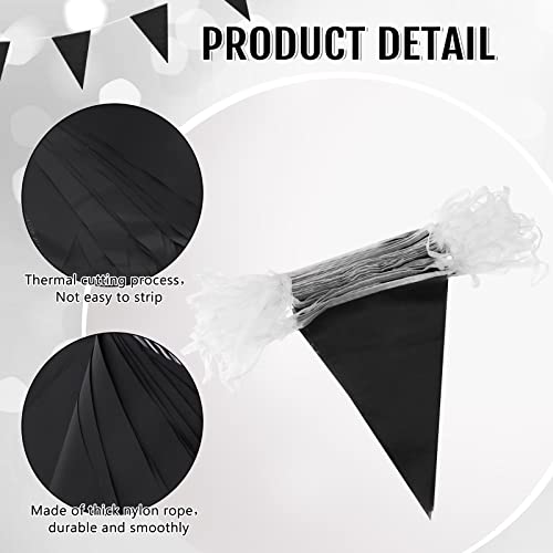 Image of Preboun 400 ft Solid Pennant Banner Flags 240 Pcs String Hanging DIY Triangle Bunting Bulk Garland for Grand Opening Carnival Birthday Party Decoration Outdoor(Black)