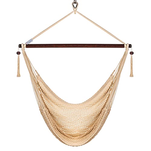 Caribbean Hammock Chair with Footrest - 40 inch - Soft-Spun Polyester - (Cream)