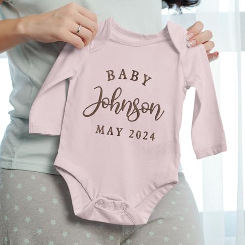Custom Embroidered Name Baby Onesie, Baby Announcement Bodysuit, First Mother's Day3
