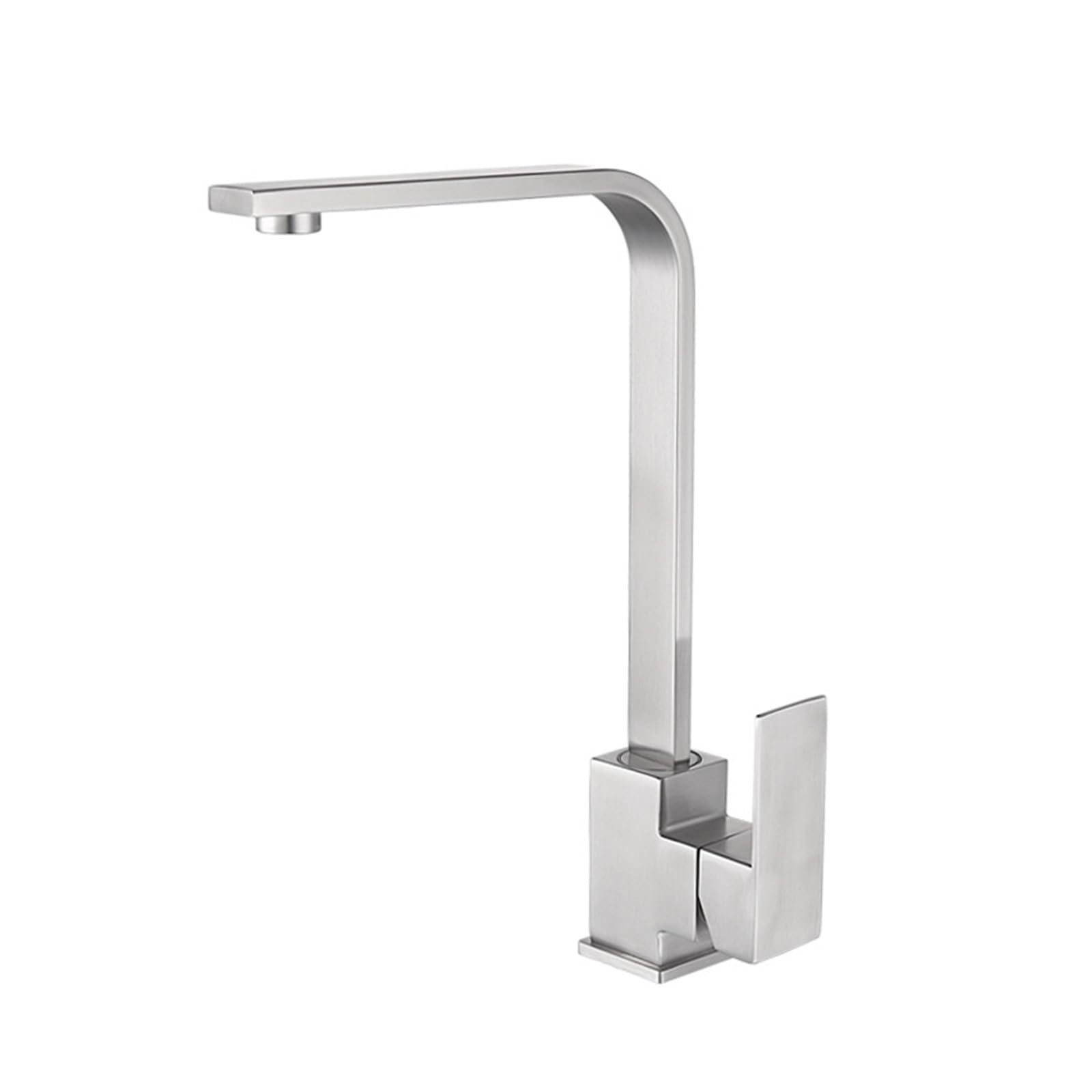 Jvddi Silver Square Kitchen Faucet 360 Degree Rotating Stainless Steel Sink Tap Swivel Spout Cold Hot Mixer(Silver)
