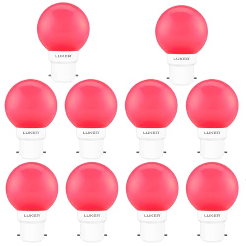Image of LUKER JVLuker 0.5W LED Bulb B22 Base Energy Efficient Light 120 Degree Wide Beam Coverage High CRI Lights for Home and Office Indoor & Outdoor, 1 Year Warranty (Pack of 10, RED)