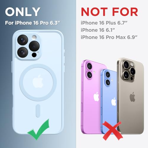 Coque iPhone 16 Pro bleu clair translucide MagSafe cadeau idéal filles