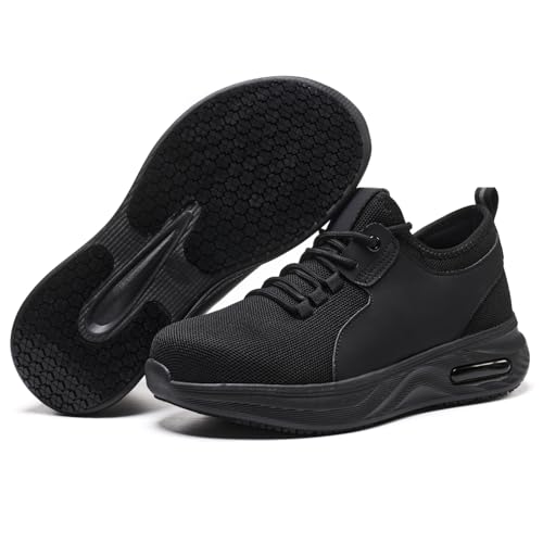 ulogu Steel Toe Shoes for Women Men Wide Toe Box Work Shoes Waterproof Safety Sneakers Non Slip Thick Sole Black by ulogu - Image 7