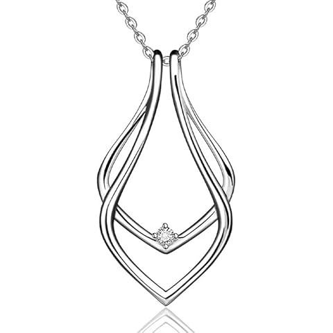 Valcano Engagement Secure Pendant Necklace Geometric Shape Ring Holder Necklace Silver Dainty Engagement Jewelry for Women Girls Ring Keeper Necklace Men for Women Cover