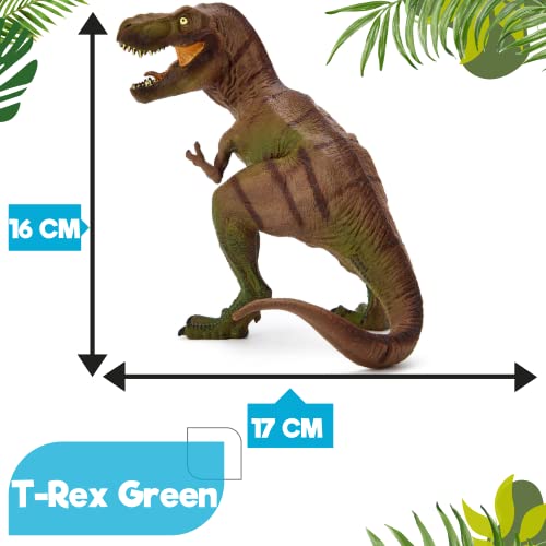 Zappi Co Childrens T-Rex Green/Black Dinosaur Figure Toy (17cm High) Realistic Detailed Dino Collection for Kids - Image 3