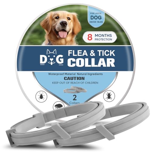 Dog Collar, Flea Collars for Dogs, Dog Tick Collar, 8 Months Protection, Naturally, Effectively-2P, for Large Dogs Over 18 pounds