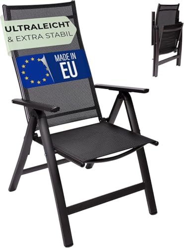 Homeoutfit24 London Gartenstühle 4er Set, Made in Europe, Balkonstuhl klappbar, Hochlehner Gartenstuhl, Esszimmerstuhl, Balkon & Terrasse, verstellbar, Terrassenmöbel, Campingstühle, wetterfest
