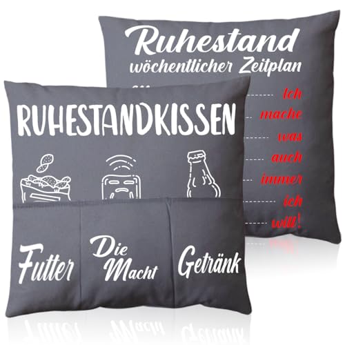 Ruhestandskissen Kissenbezug Rentner Geschenk Mann 45 X 45cm Männerkissen Mit 3 Taschen Renteneintritt Geschenk Männer Ruhestand Geschenk Kissenbezug Rentner Geschenk Kissenhülle
