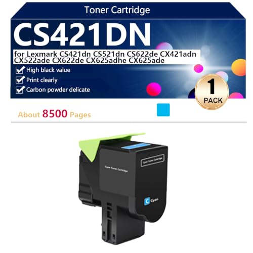 Toner Lexmark CS421dn compatible cyan haute capacité pour stopper les textes flous