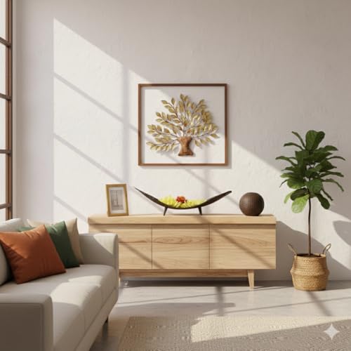 Image of Bharat Art Metal Iron Small Leaf Tree Decorative Wall Art | Multicolor Metal Wall Sculpture for Home, Living Room, Bedroom, Hotels, Office, Cafe (16 x 1 x 16 Inch) W182