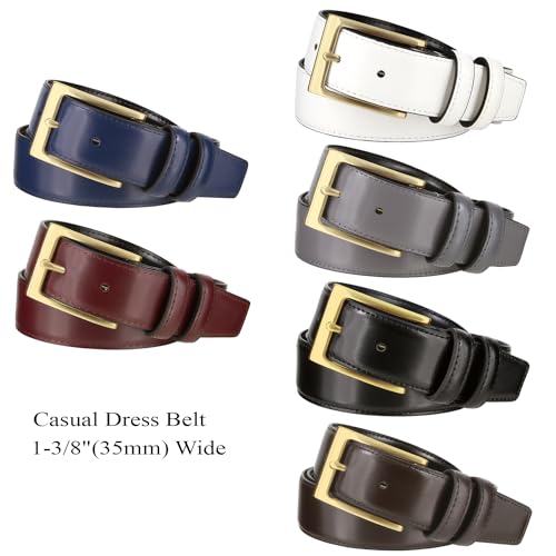 Men's Belt Classic Genuine Leather Smooth Dress Belt 1-3/8"(35mm) Wide4
