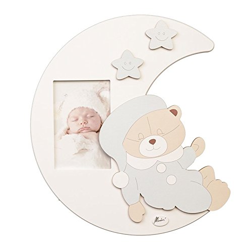 Luna Cornice Portafoto in Legno Orso Mimì Celeste