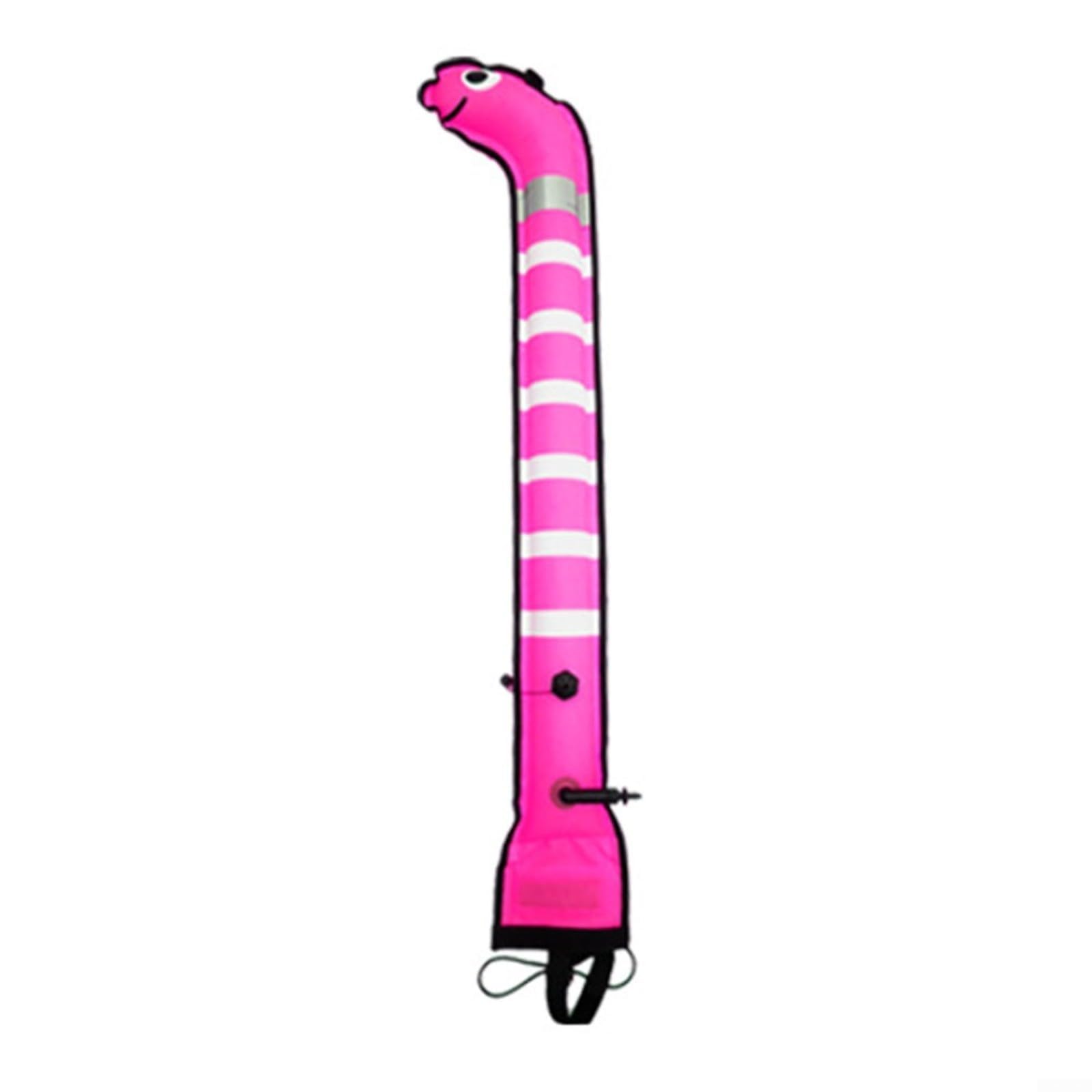 WOGAZOBOT Diving buoy SMB for divers, Marker buoy with reflector strips, Inflatable via mouthpiece or inflator, Visible signal buoy for boat traffic,1.5M*15cm-Pink