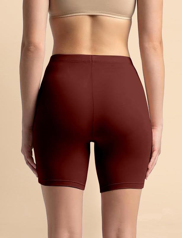 Image of TRENDMALLS Women's High Coverage Super Combed Cotton Elastane Stretch Mid Waist Shorties with Concealed Waistband Cycling Short