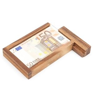 Casa Vivente Magische Geldgeschenkbox, Knobelspiel aus Holz, Geschenkverpackung mit Trickverschluss, Geduldspiel als…