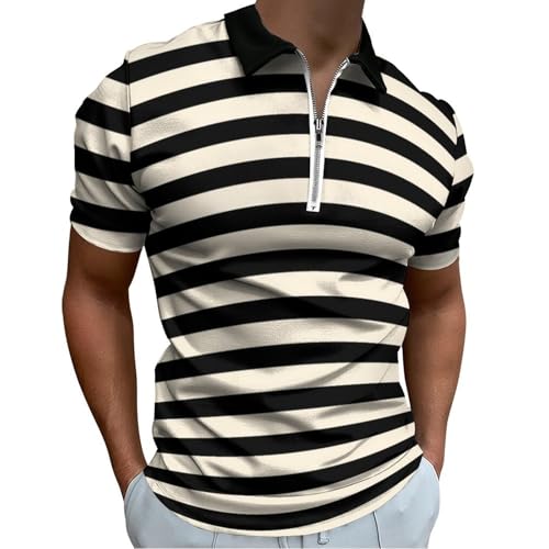 Polo homme manches courtes grande taille col zippé haut mode