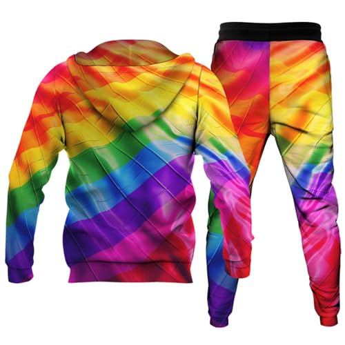 Men LGBT Rainbow Gay Pride 3D Hoodie Joggers Sweatpants Set Drawstring Waistband 80s 90s Tracksuits 2 Piece Set2