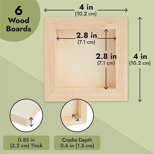 Tableros de pintura de madera natural sin acabar paneles cuadrados manualidades pirografia 6 ud 6