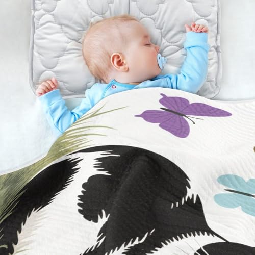 Custom Cute Animal Cat American Anime Style Black White Blanket for Cozy Personal Name Blanket for Nursery Stroller Crib 30x40in cositas para Bebes recien nacidos4