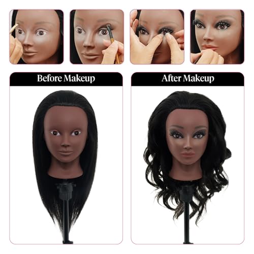 Image of 18 inch Mannequin Head Human Hair, 100% Real Hair for Makeup Practice