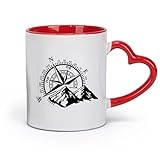 DEBINGY céramique Tasses blanches Camping car, camping car, boussole, montagne, camion, voiture, aventure, voyage （11oz/320ml） Toutes occasions Rouge
