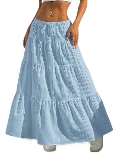 Solid Color Front Tie Ruched A-Line Skirt Casual Daily Wear 2025 Fashion Skirts for Women