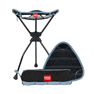 GRAND TRUNK Compass 360 XT Stool, Extra Tall, Full Swivel, Compact & Packable for Outdoors, Work & Play (Sea Black)