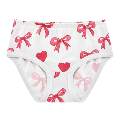 Wusikd Watercolor Red Hearts Bows Girls' Underwear Cotton Girls Briefs Soft Toddler Underwear 2T