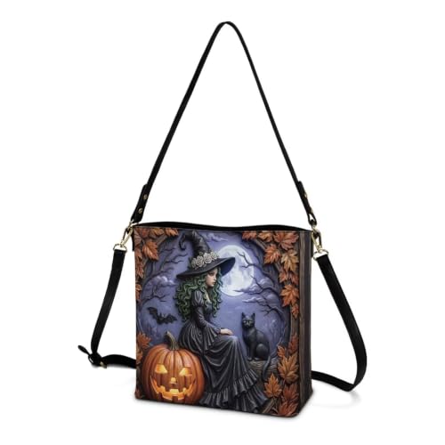 Image of HUGS IDEA Boho Bags for Women Leather Handbag Shoulder Bucket Crossbody Purse