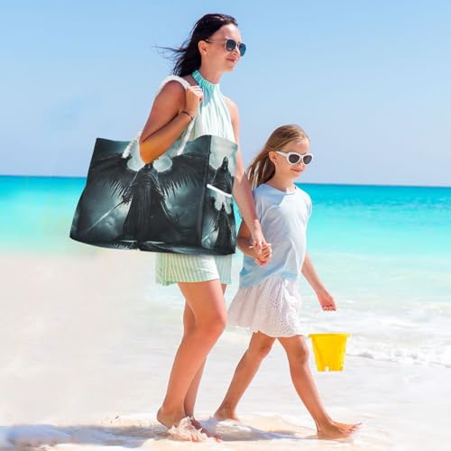 Grim Reaper Angel Death Beach Bag for Women Large Beach Tote Bag with Zipper for Travel Vacation3
