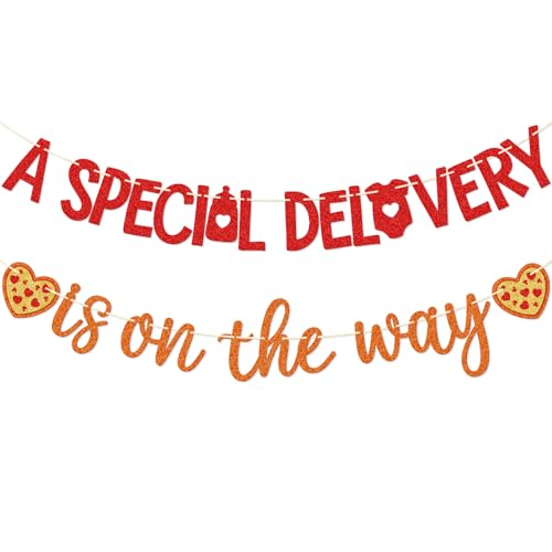 GXSOVSO Pizza Baby Shower Decorations, A Special Delivery Is on the Way Banner, Pizza Party Decorations, NO-DIY - image 1
