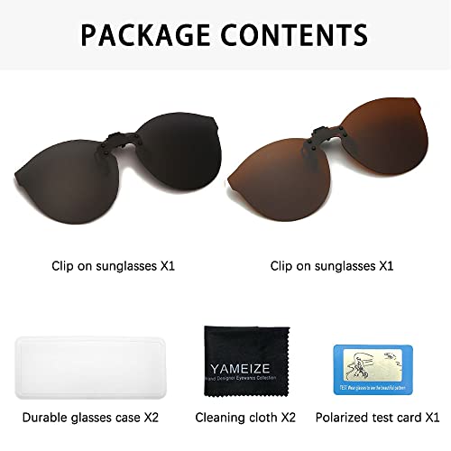 YAMEIZE Polarized Clip-on Sunglasses Anti-Glare UV400 Protection Flip Up Rimless Lens for Prescription Glasses3