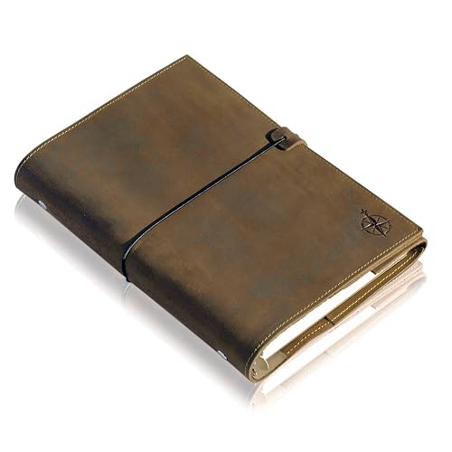 A5 Leder Notizbuch Ringbuch Nachfüllbar aus Echtleder...