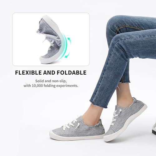 Image of BENPAO Women's Canvas Slip on Sneakers White Tennis Shoes