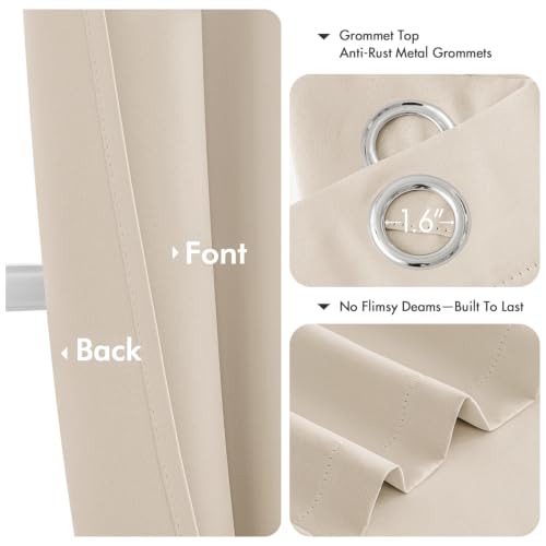 Image of MIULEE Blackout Curtains for Bedroom 2 Panels 40 x 84 Inch Long Champagne | Thermal Insulated, Living Room Darkening Grommet Drapes, Noise Reducing, Light Blocking Window Treatments