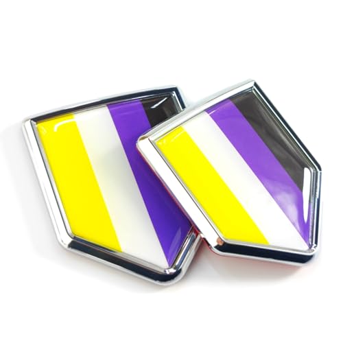 Calcomanía para auto cromada LGBT, pack de 2 emblemas pride flag no binarios
