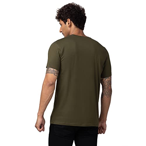 Image of Spykar Round Neck Half Sleeves Cotton Blend Slim Fit T-Shirt for Men