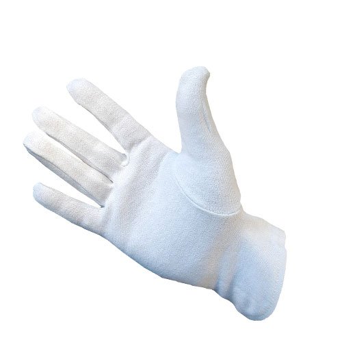 White Polyester Cotton Bleached Fourchette Gloves / Glove Liners - Pack 12 (Mens)