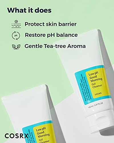 COSRX Low pH Good Morning Gel Face Cleanser, 5.07 fl oz, BHA Face Wash, Daily Mild Face Cleanser for Sensitive Skin, PH Balancing, Korean Skin Care, Korean Face Wash