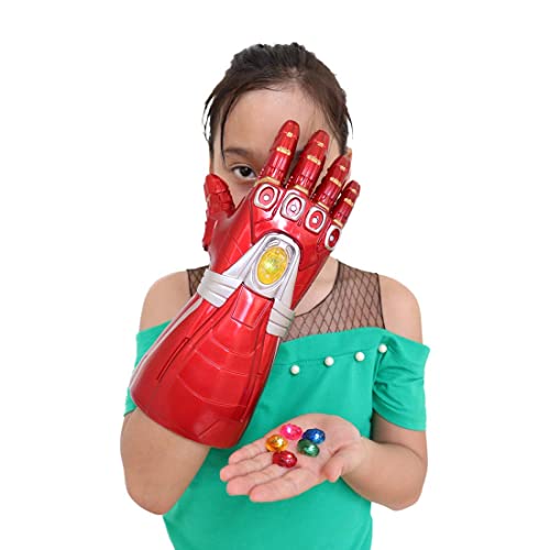 Iron Man Infinity Gauntlet Glove with Batteries Led Light Up Props for Halloween Cosplay (Kid Removable Red)4