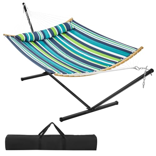 Yaheetech Hamac pour 2 Personnes avec Support Charge 216 kg Hamac Double sur Pied Toile avec Barre Oreiller Sac de Transport pour Cour, Extérieur,...